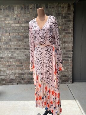 Blush Pink Mixed Print Maxi Dress